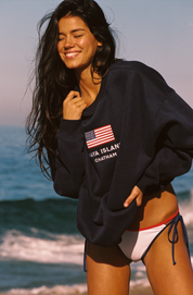 Unisex Embroidered USA Crewneck (Navy)