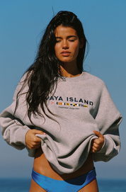 Unisex Embroidered Sail Crewneck (Grey)