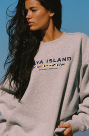 Unisex Embroidered Sail Crewneck (Grey)
