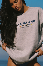 Unisex Embroidered Sail Crewneck (Grey)