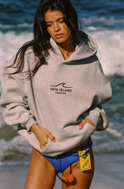 Unisex Embroidered Wave Hoodie (Grey)