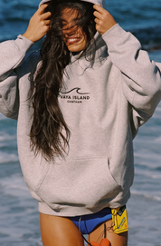 Unisex Embroidered Wave Hoodie (Grey)