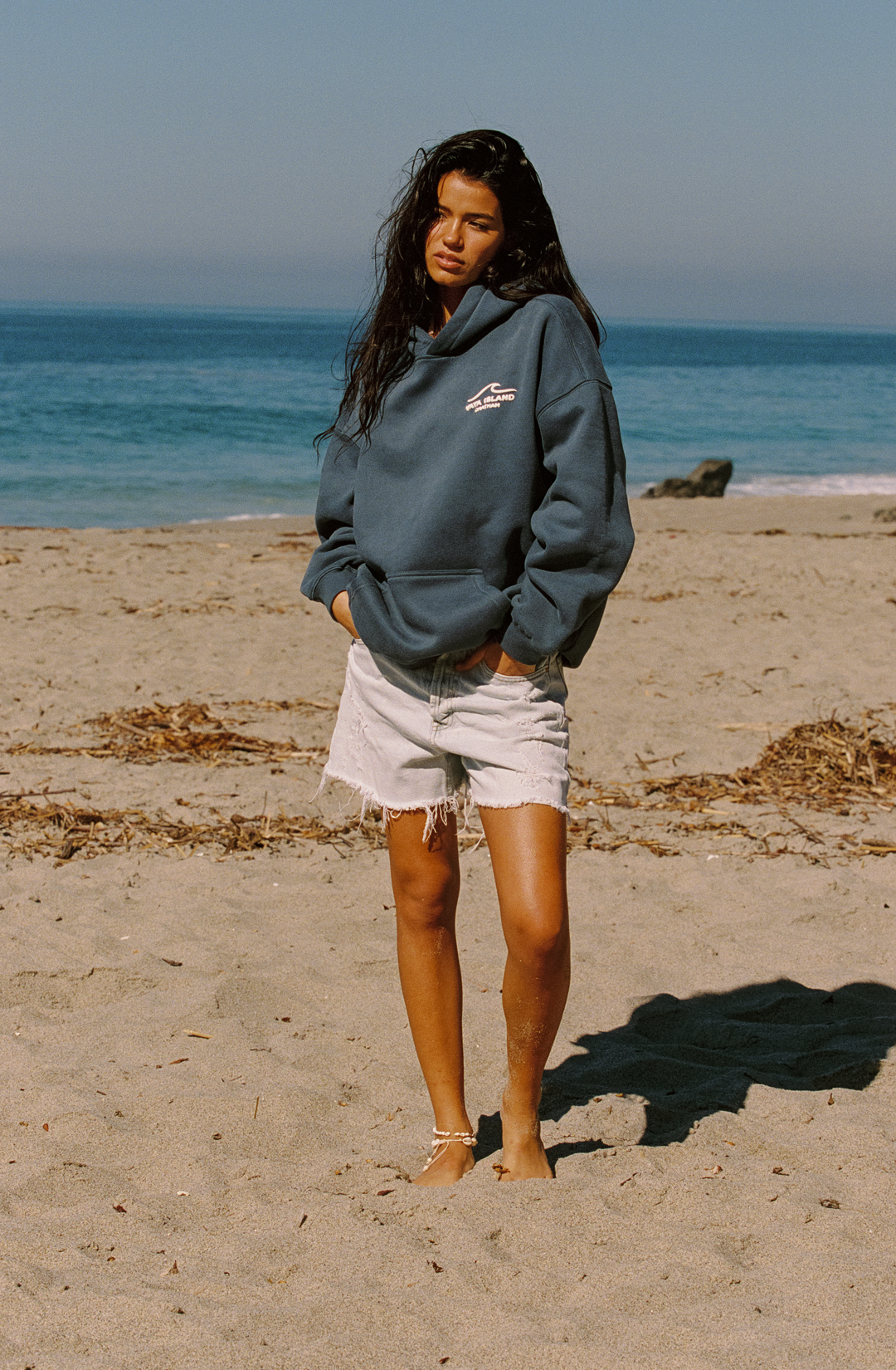 Unisex Wave Hoodie (Grey Blue)