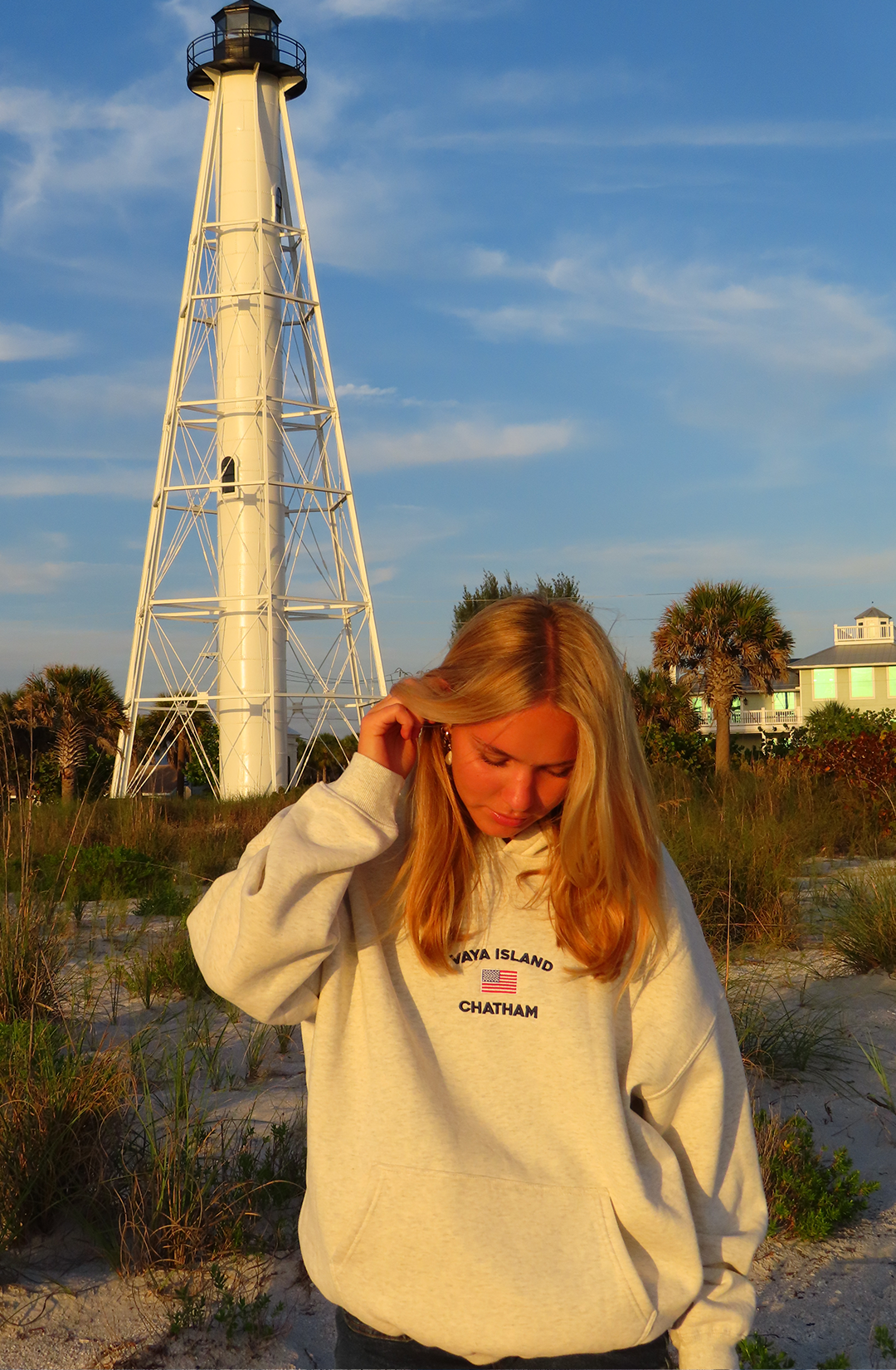 Unisex Embroidered USA Hoodie (Oat Ash)