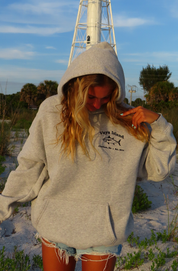 Unisex Embroidered Fish Hoodie (Grey)