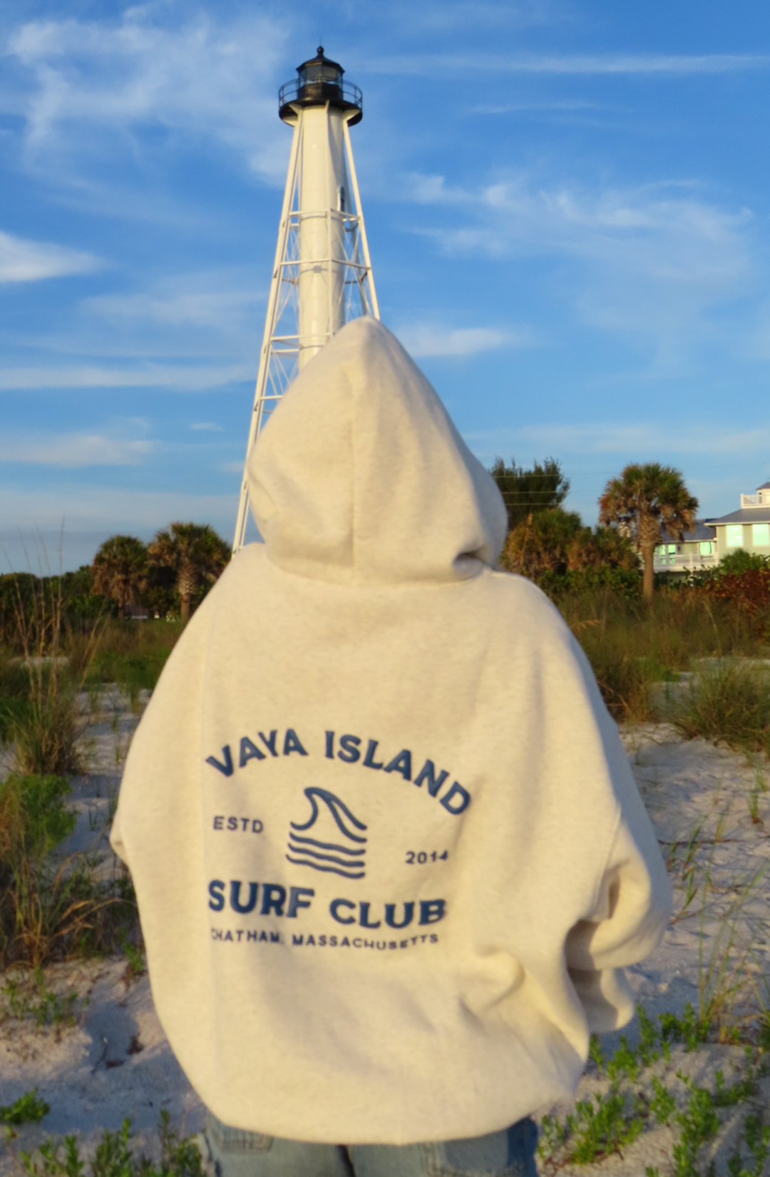Unisex Surf Club Puff Print Hoodie (Oat Ash)