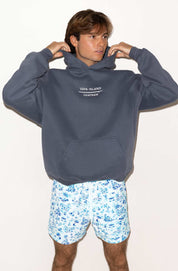 Unisex Embroidered Surf Hoodie (Grey Blue)