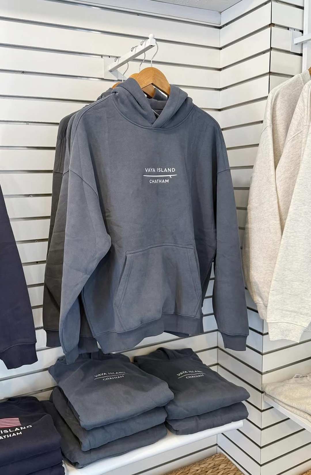 Unisex Embroidered Surf Hoodie (Grey Blue)
